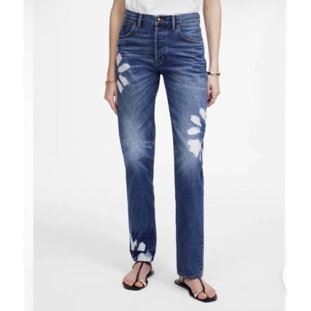 Madewell Straight Leg Jeans Womens Blue Tie Dye Wash 30x30.5